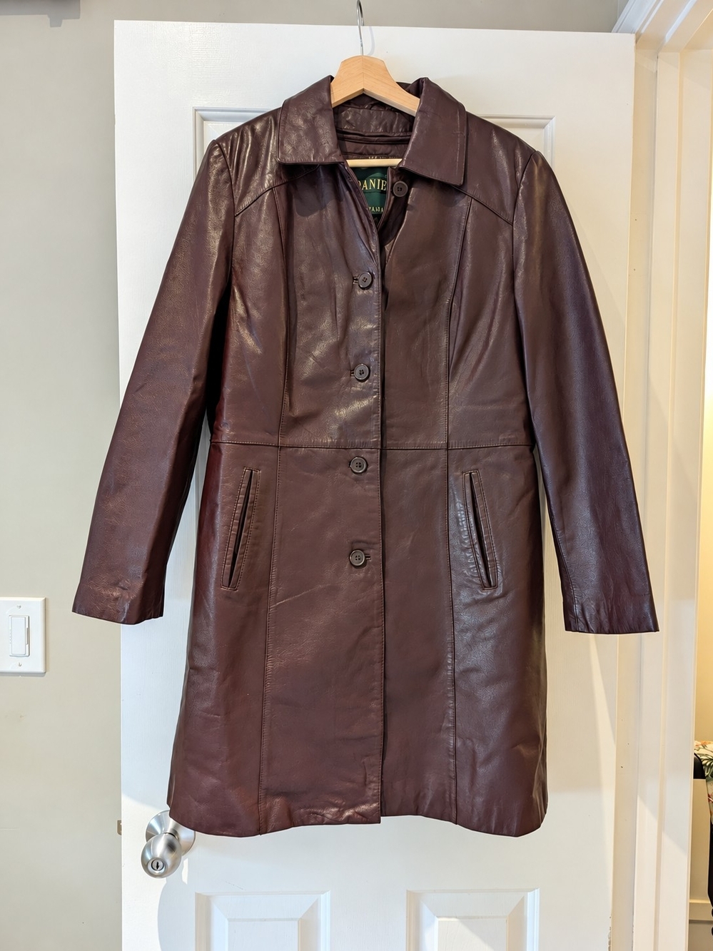 Vintage 90s Danier Leather Coat Burgundy Oxblood M With Liner Minimalist
